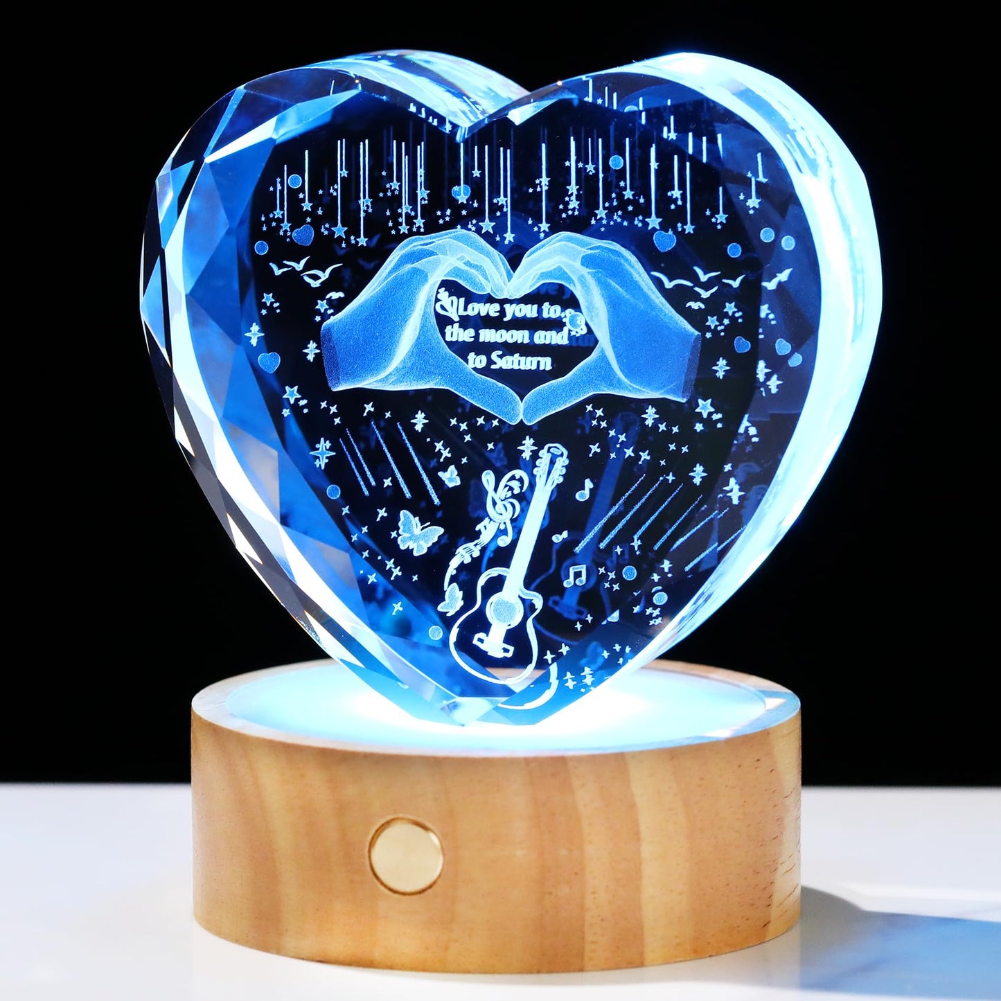 Arikyrist 3D Crystal Heart Engraved Love Finger Night Light Gifts for Music Lover Special Merch Concert Stuff Keepsakes for Women Fans Collectible Home Decor