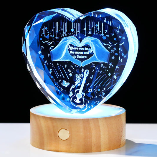 Arikyrist 3D Crystal Heart Engraved Love Finger Night Light Gifts for Music Lover Special Merch Concert Stuff Keepsakes for Women Fans Collectible Home Decor