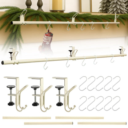 Hoolerry 3 in 1 Christmas Stocking Garland Hanger for Mantle Fireplace 3 Mantel Garland Hangers with 4 Adjustable Tension Rods 10 S Hooks for Xmas Holiday Stocking Wreath Hanging Ornament Decorations