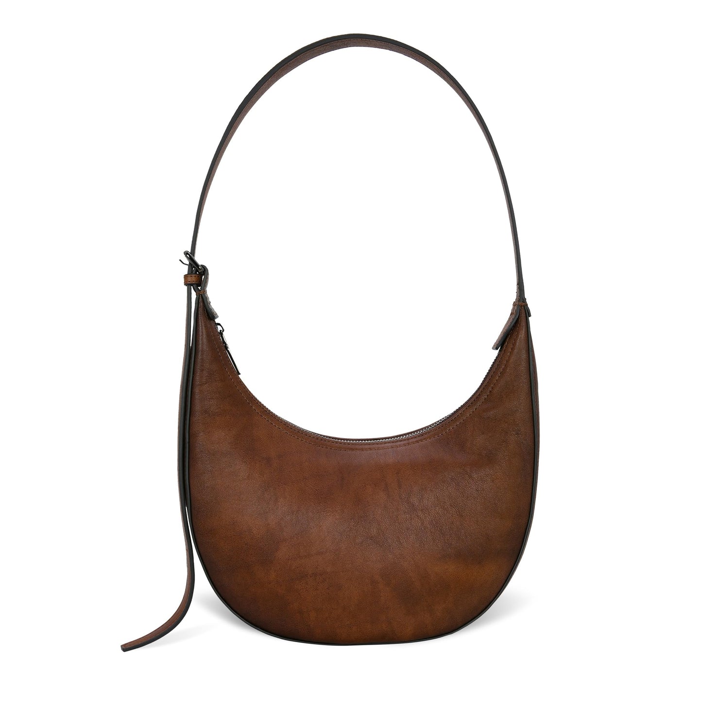 Iswee Leather Crossbody Purses for Women Hobo Shoulder Bag with Wide Strap Versatile Crescent Purse Satchel Bag Work Purse(Coffee)