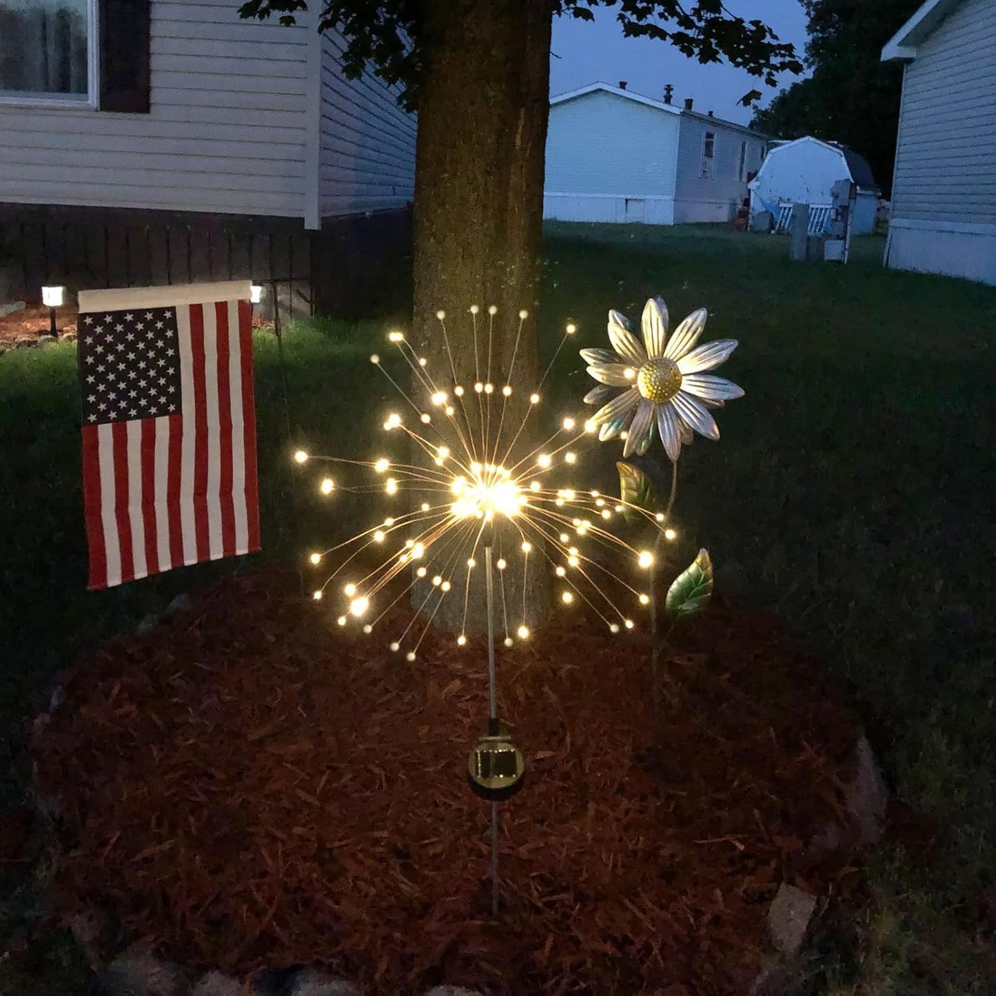 Anordsem Solar Lights Outdoor Waterproof: 2 Pack Garden Light - Bendable Copper Wire with 120 LED Firework Beads - DIY Warm Fun Decoration for Yard Patio - Twinkle Sparkler Gifts for Women Wife
