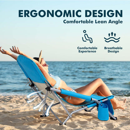 Low Back Beach Chair for Adults: 2 Pack Folding Packable Portable Lightweight Small Low Sling Rocker Chairs Foldable Short Low Profile Sitting Sand Chair for Outdoor Concerts Camp