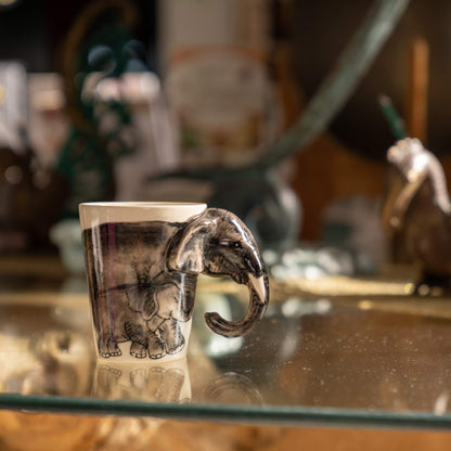 IYARA CRAFT 3D Elephant Mug 11oz – Chubby Handle Design, Handmade Ceramic, Microwave & Dishwasher Safe, Wildlife Coffee Cup, Gift for Animal Lovers, Women, Tea & Hot Chocolate