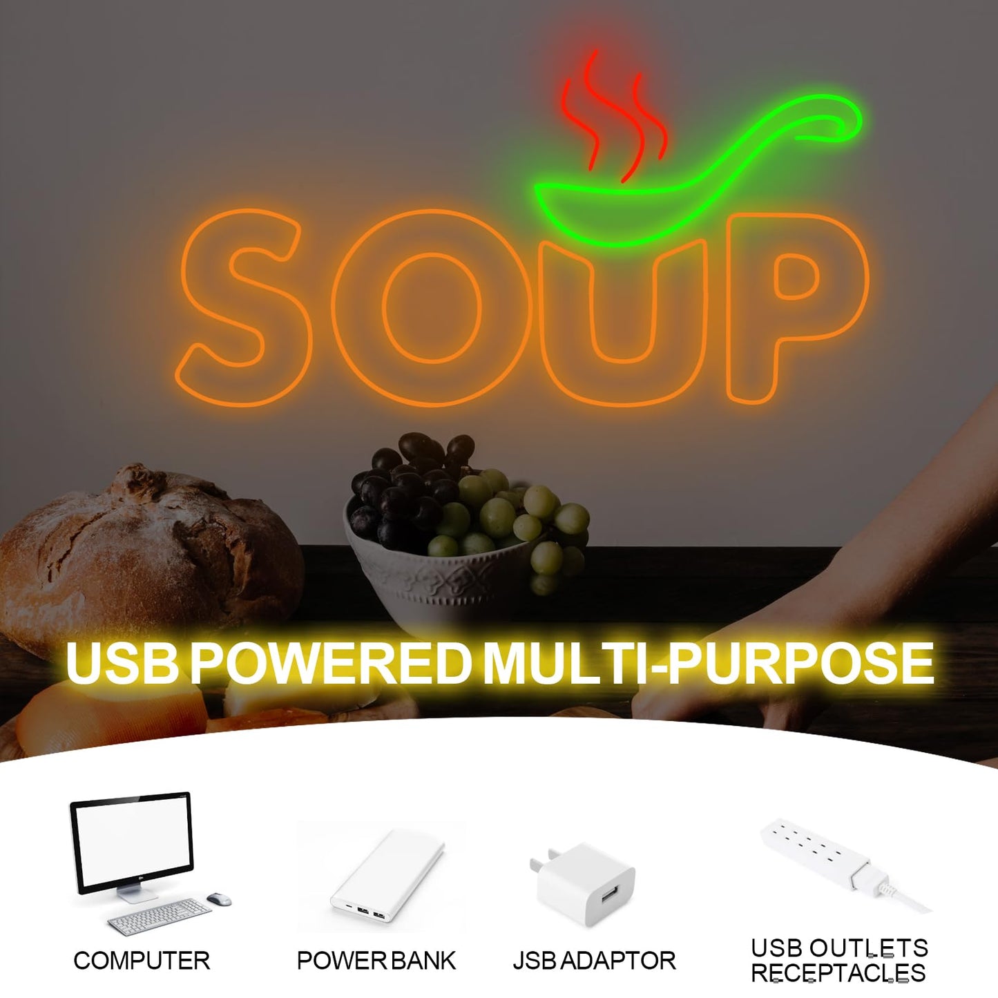 Soup Neon Sign, Soup Led Sign, Soup Neon Light, Food Shop Led Light, Japanese Restaurant Room Wall Decor, Restaurant Neon Light, Chef Neon Lights, Family Party Bedroom Music Concert Bar Hotel Birthday