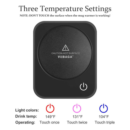 VOBAGA Mug Warmer Set, Coffee Warmer for Desk with 11oz Ceramic Mug, Auto Shut Off & 3-Temp Settings, Smart Coffee Cup Warmer, Home Office Essentials Coffee Set