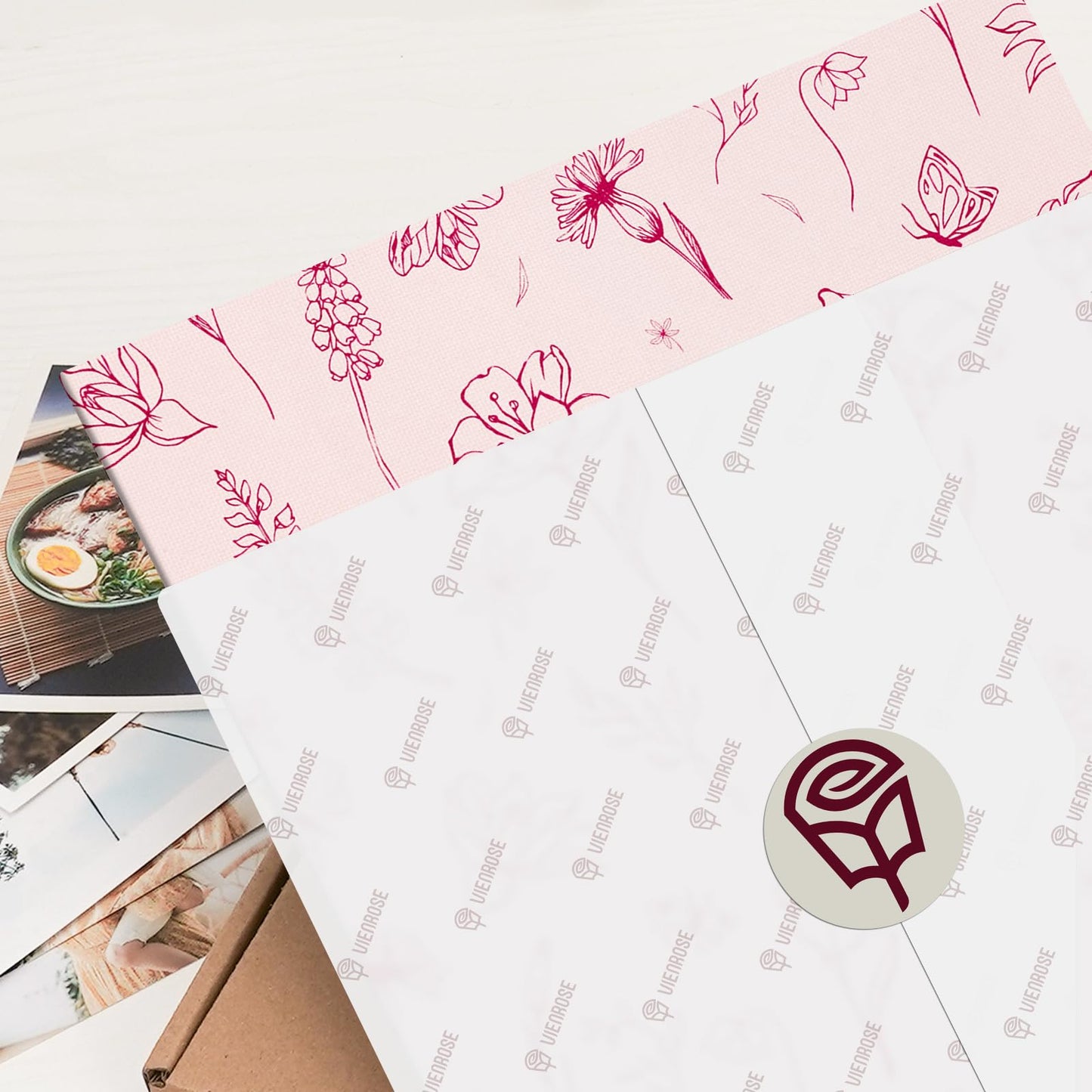 Vienrose Self Adhesive Photo Album for 4X6 8X10 Pictures, Linen Cover Scrapbook Pink Flower Printed Memory Book, 40 Blank Pages with A Metallic Pen for Baby Family Graduation Wedding Memories