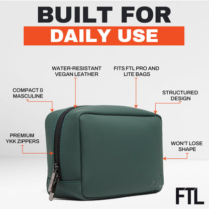 FTL Toiletry Bag Organizer for Men - Water Resistant Vegan Leather Travel Dopp Kit - Fits in Carry-On - Premium Grooming Accessories Organizer - Essex Blue