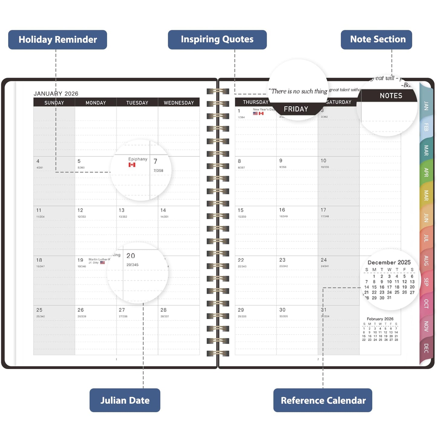 2026 Planner, 8.5" x 11" Weekly and Monthly Large Calendar Planner, Letter Size, Jan - Dec 2026, Hardcover Daily Agenda and Organizers for School Essentials & Office Supplies