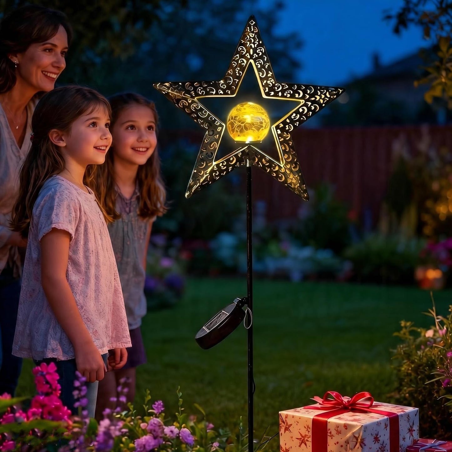 TAKE ME Star Solar Lights Garden Outdoor Decor Waterproof Metal Solar Stakes Lights for Patio Yard Walkway Lawn Patio Mothers Day Garden Gifts Mom Wife Grandma