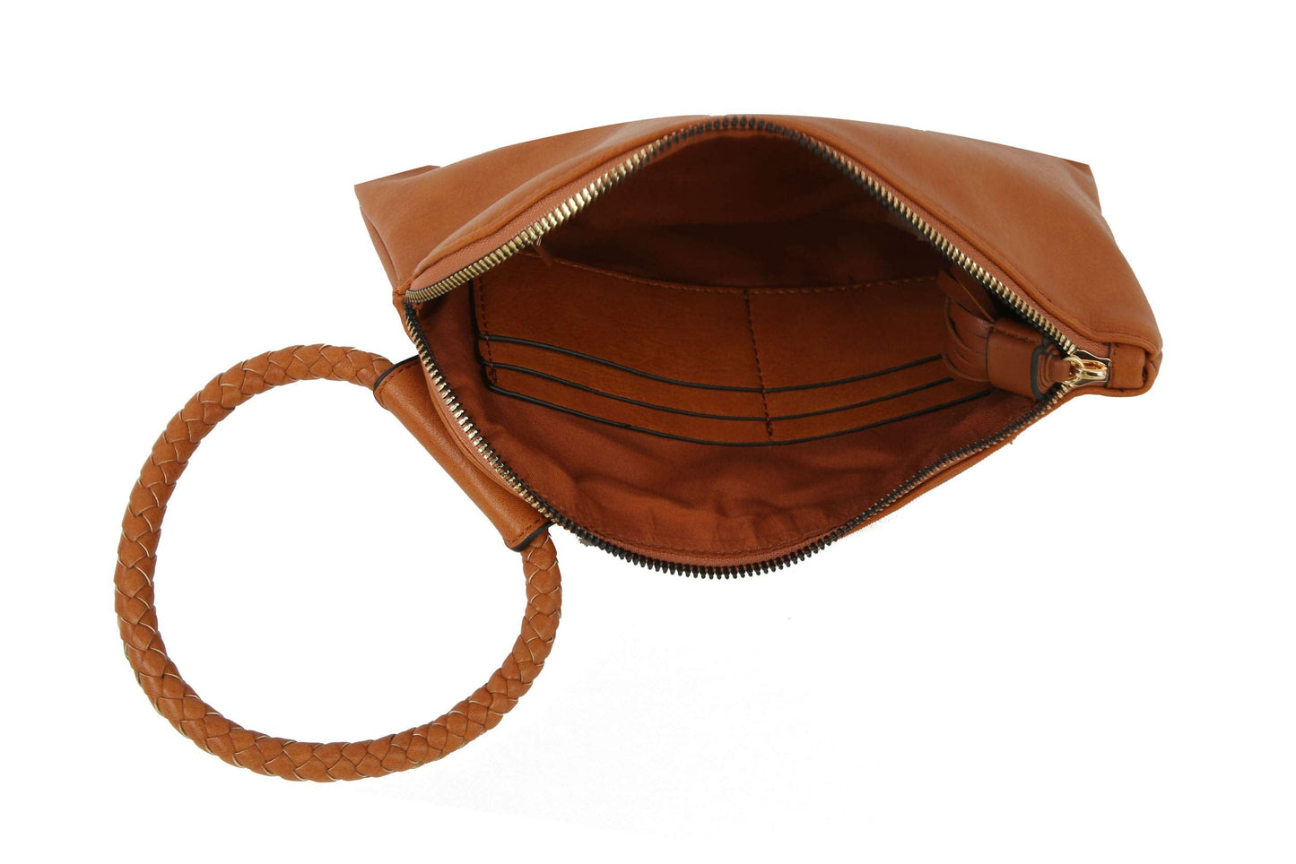 Womens Clutch Purse Wristlet Wallet Evening w/Hand Strap Casual Formal Vegan Leather - Metro Muse (Tan)