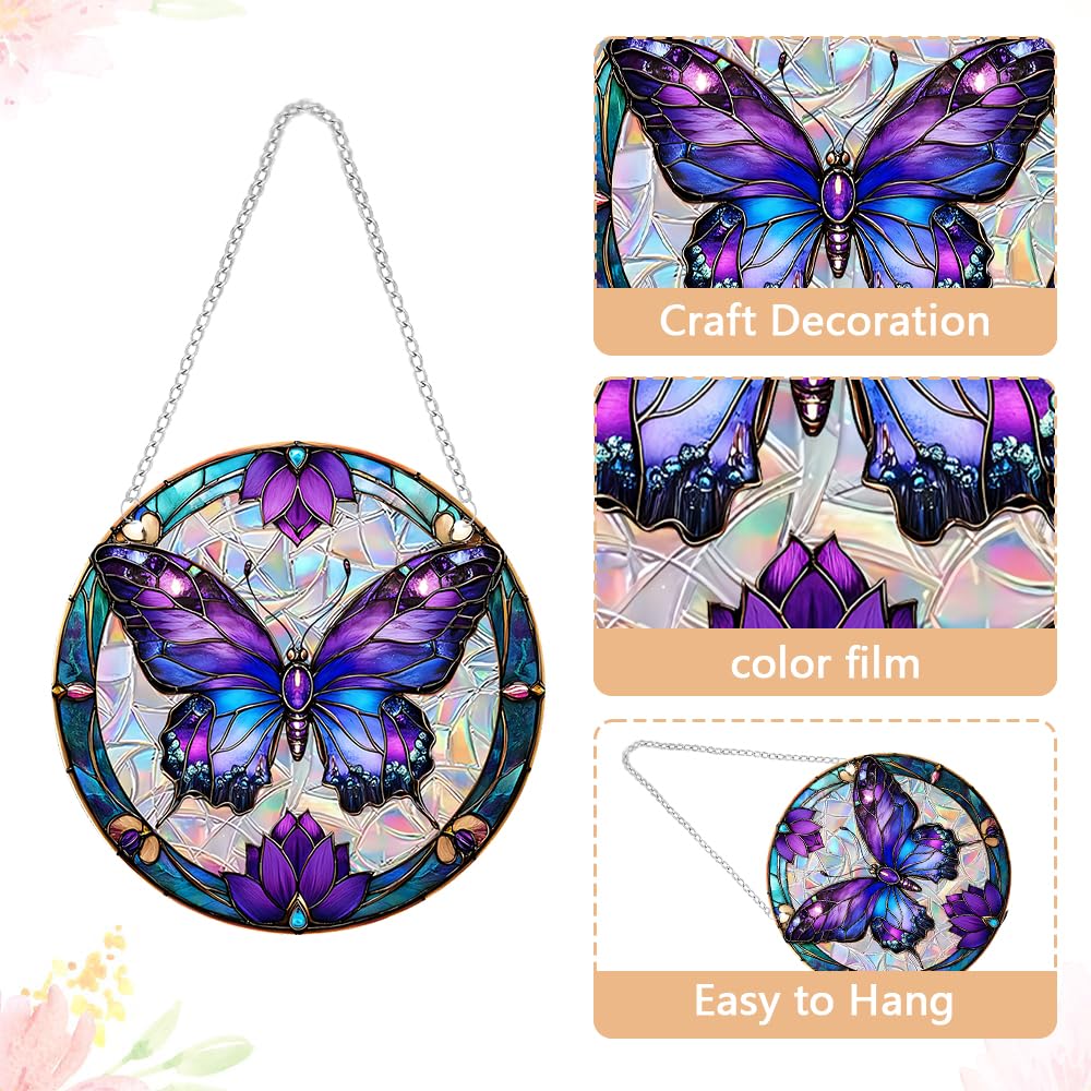 zhuoyaju Acrylic Suncatcher Window Hanging, Butterfly Sun Catcher Rainbow Indoor Window Decoration for Living Room Bedroom Summer Home Balcony Ornaments, 7.87 inches