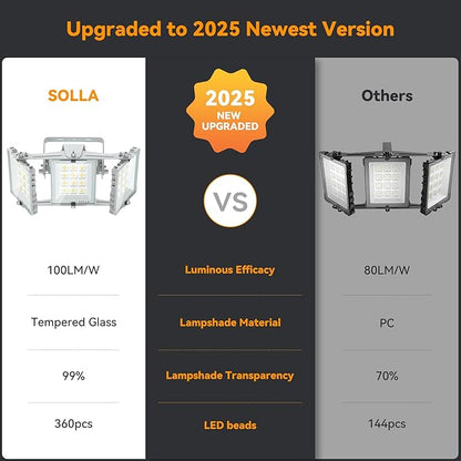 150W 2 Pack LED Flood Light Outdoor, 15000LM Super Bright Stadium Lights, 6000K Daylight White, IP66 Waterproof, 3 Heads Adjustable Outdoor Floodlight for Yards, Arena, Street, Garden