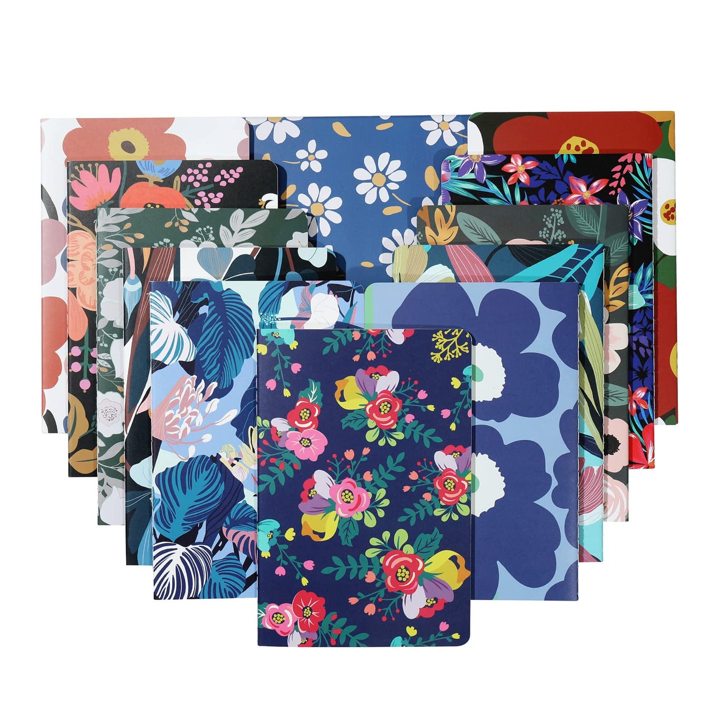 XYark 12 Pack Flower Design Blank Notebook Journals Bulk for Traveler, Student and Office, Plain Composition Subject Sketchbook Notebooks with Unlined Paper, 80GSM, 30 Sheets,5.5x 8.3 inch, A5 Size