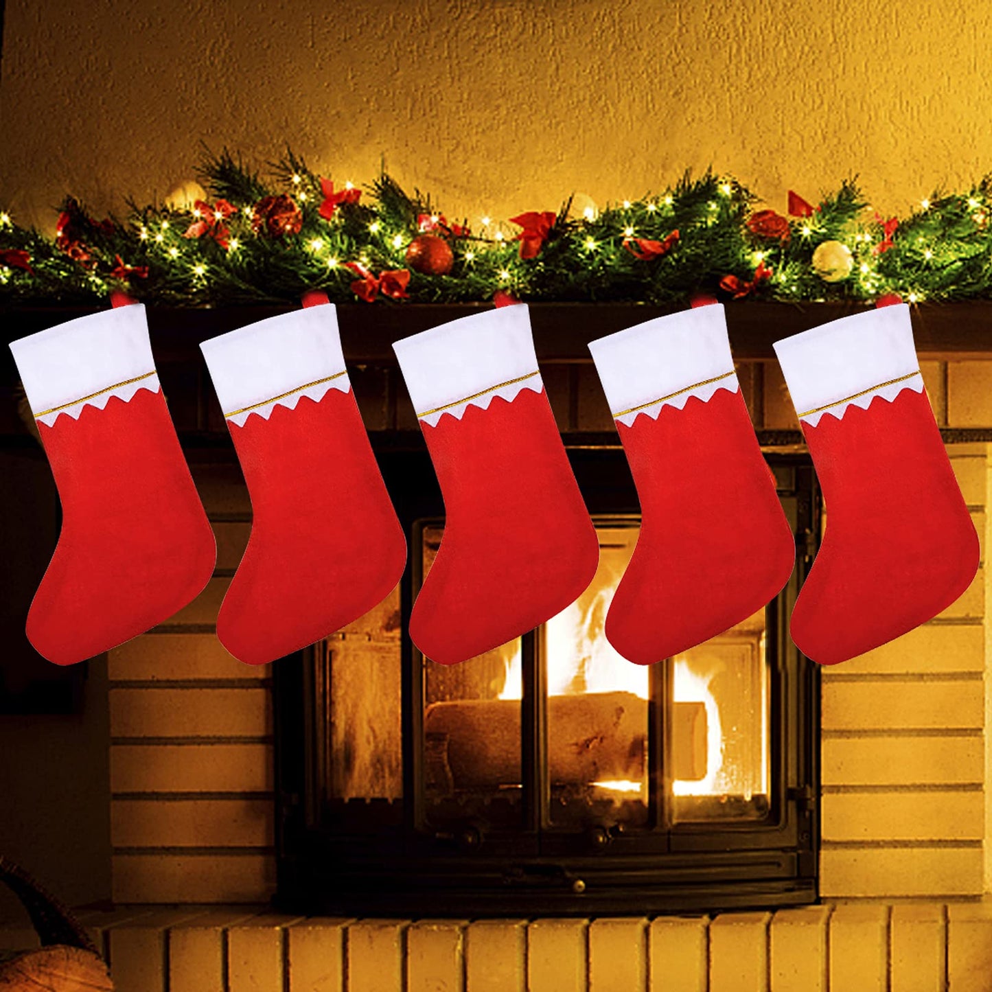 24 Pack Christmas Stockings Bulk 15 Inches Red Felt Xmas Stockings Holiday Big Santa Stockings for Fireplace Hanging Christmas Decorations