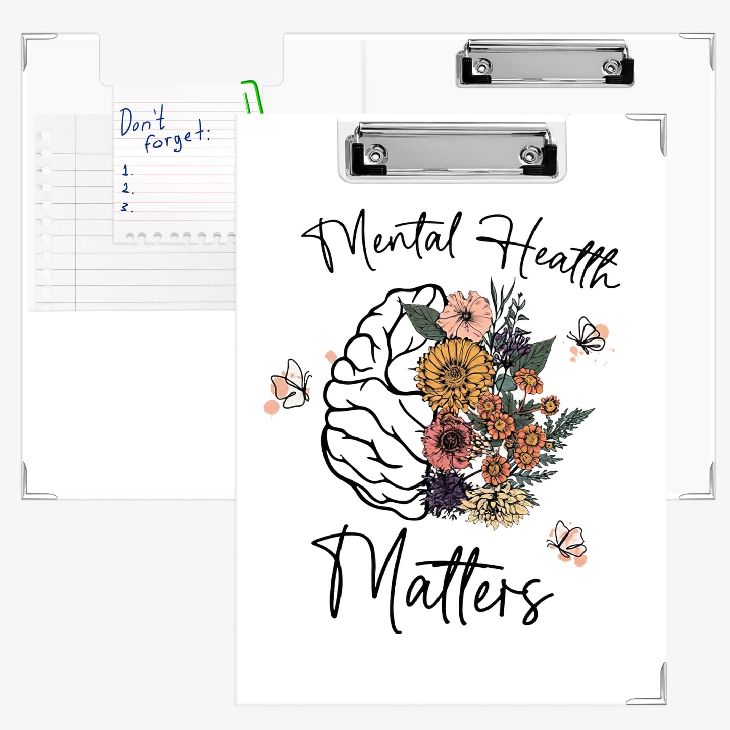 APJYM Mental Health Matters Clipboard with Storage for Office Desk, Inspirational Gifts Padfolio with Clipboard for Teachers Students Therapists Counselors Supplies, 12.6 x 9.3 in