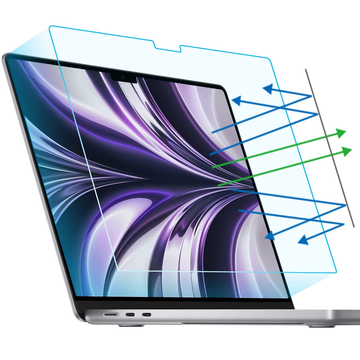 F FORITO 2-Pack Anti Blue Light Matte Screen Protector Compatible with MacBook Air 13.6 inch (2022-2025, M2, M3, M4), Eye Protection Blue Light Blocking & Anti Glare Laptop Screen Protector