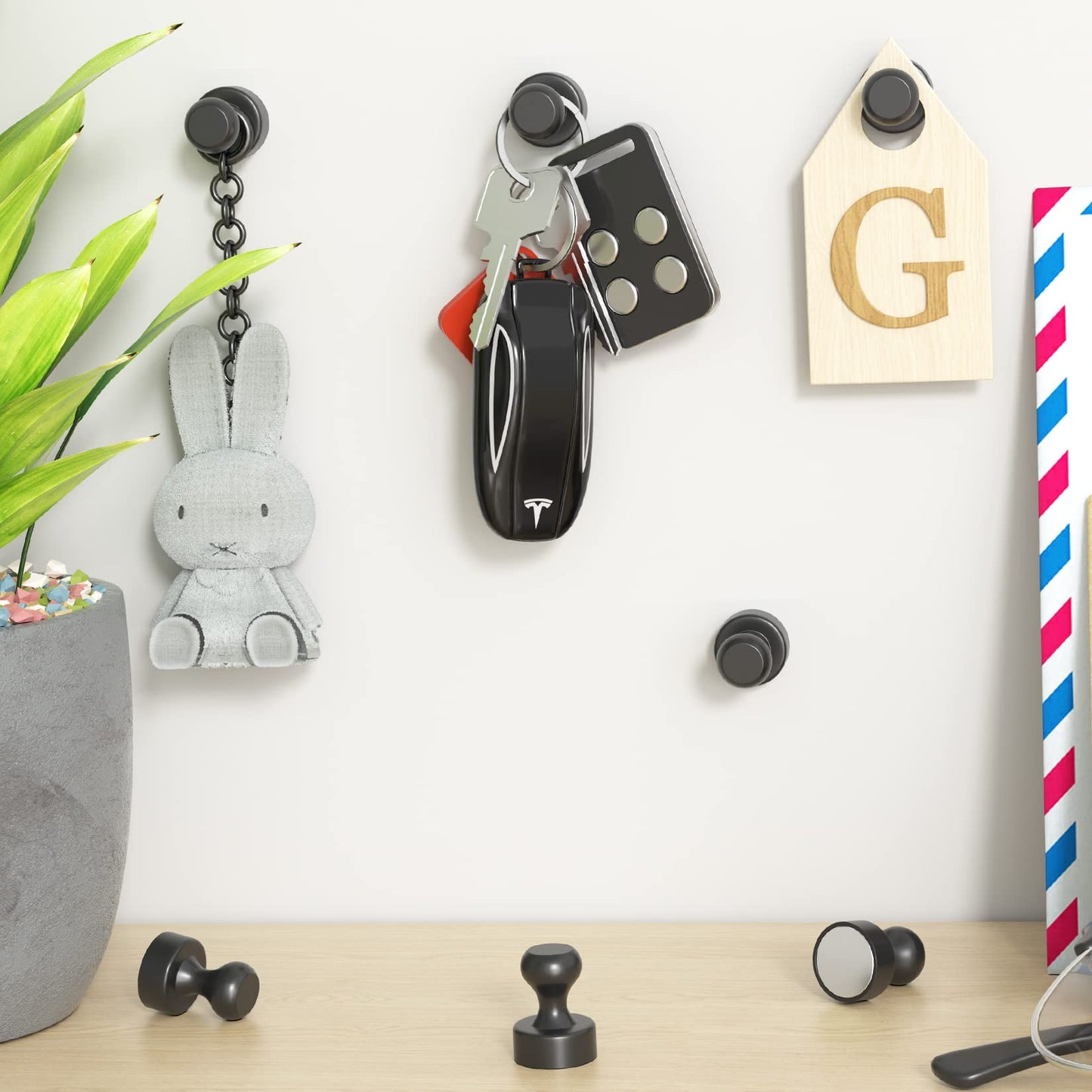 Grtard 48 Pack Black Magnetic Push Pins, Fridge Magnets for Whiteboard, Whiteboard Magnets Refrigerator Magnets, Small and Strong Push Pin Magnet for Office, School, Locker, and Map Magnet