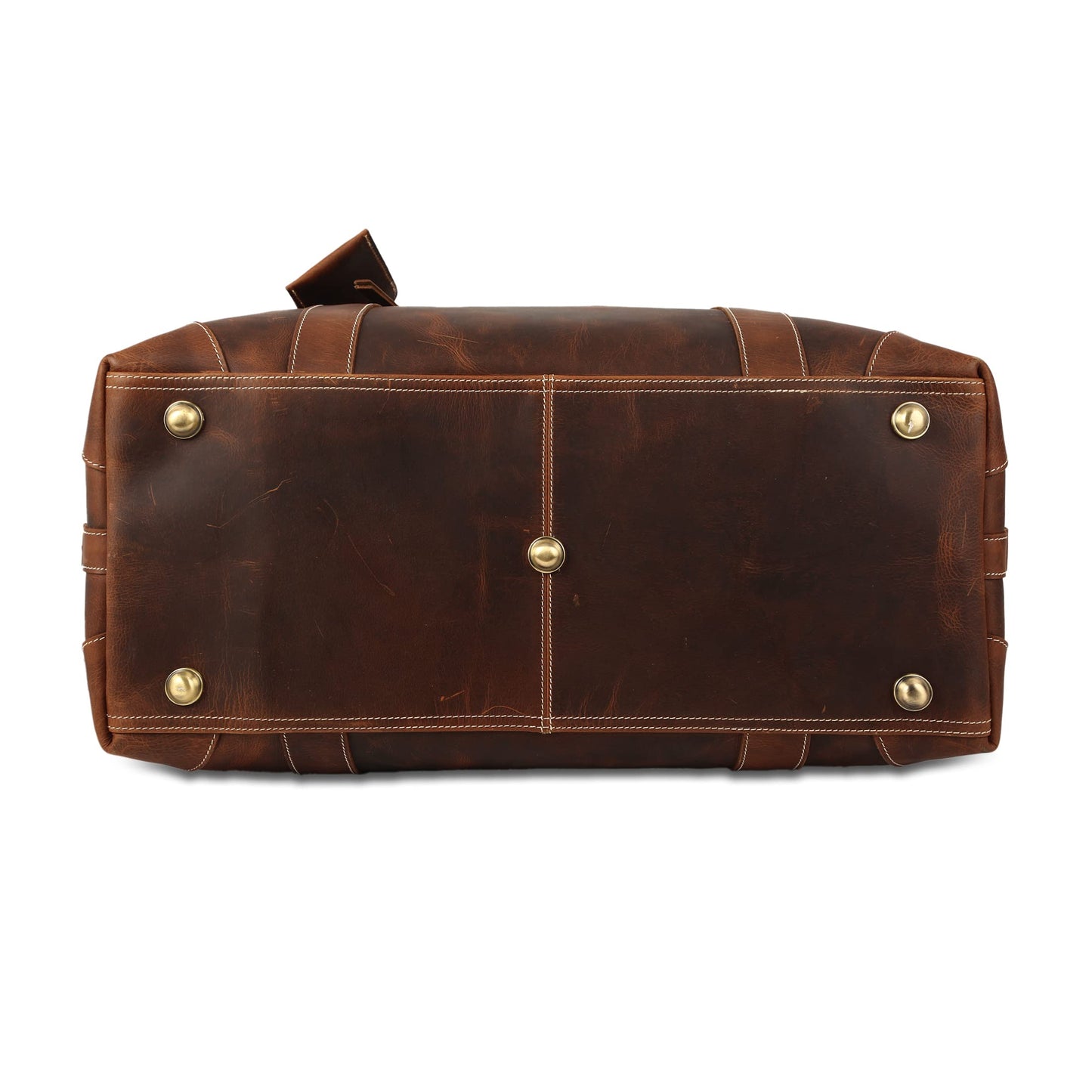 KomalC Leather Travel Duffle Bags for Men and Women Overnight Weekend Bag, Sports Gym Duffel (Dark Tan)
