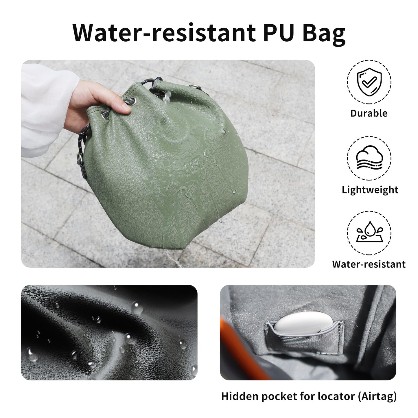 CQT Drawstring Osmo 360 Mini 3 4 Pro Bag, Drone PU Leather Crossbody shoulder Bag Pouch Handbag Waterproof Storage Bag for DJI Mavic MINI 4 3 PRO 2 SE 4K and NEO 2 Drone Accessories (Olive Green)