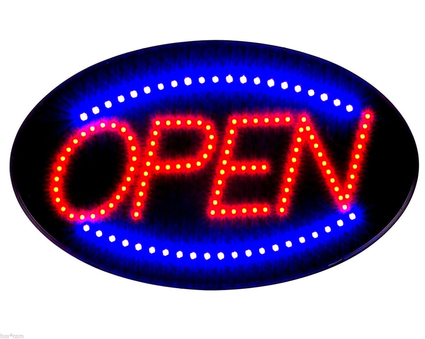 Jumbo 24" x 13" LED Neon Sign with Motion - "Open" (Red/Blue) B30