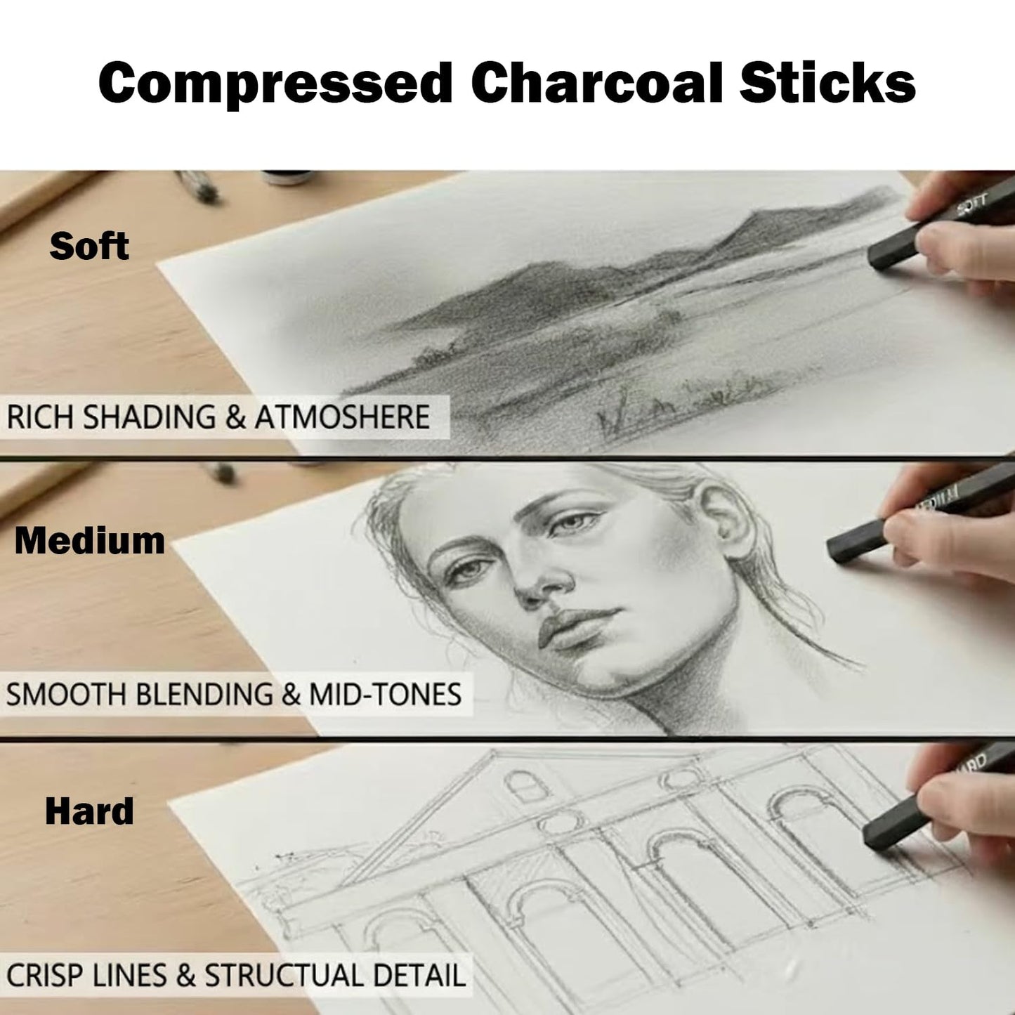 Ouksma Drawing Sketching Pencil Set, 33 PCS Graphite and Charcoal Pencils with Blending Stumps, Erasers, Art Knife & Pencil Extender in Metal Box, Artist Sketching Supplies for Drawing & Shading