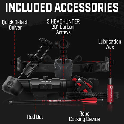 Barnett Wildcat CRX Crossbow Bundle – Includes Bonus Arrow & Broadheads + Scope, Rope Cocking Device, Quiver, 3 Arrows & Neoprene Cover – Tactical 280 FPS Lightweight Hunting Crossbow