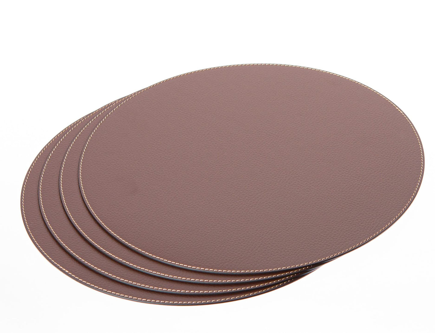 Nikalaz Round Placemats Set (Pack of 4) Recycled Leather Table Mats 15 inches, Kitchen Dining Table Decor by Nikalaz (Brown)