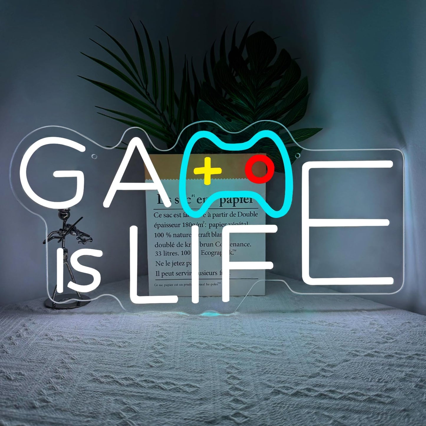Game is Life Neon Sign for Game Room Wall Decor, Dimmable Led Neon Light for Gaming Zone Man Cave Bedroom Club Wall Ddecoration, Neon Signs Gift for Boys Girls
