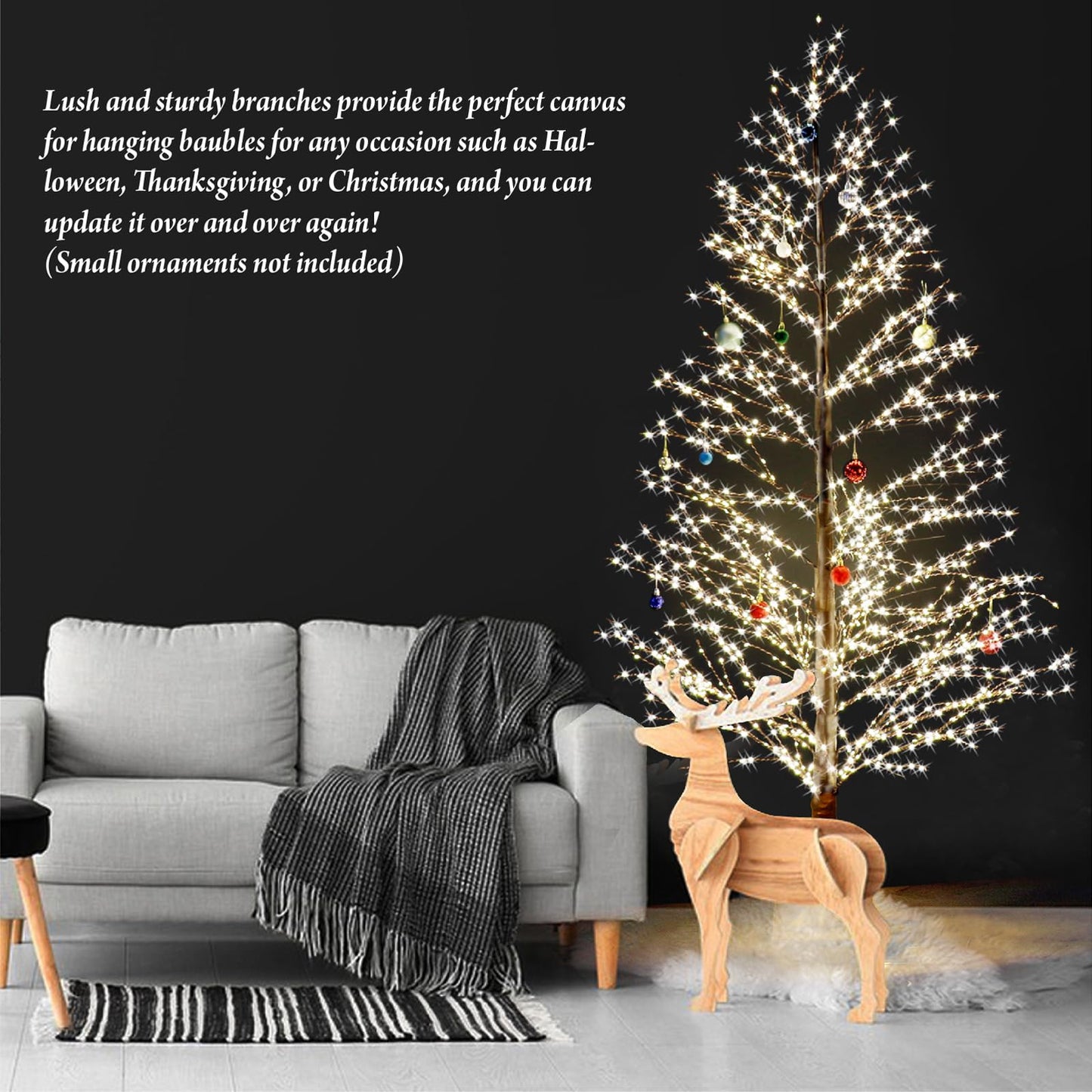 Lituplife 6FT Lighted Birch Tree with 1300 LED Lights, Twinkle Light Brown Christmas Tree with Timer IP44 Waterproof for Indoor Outdoor Festival Wedding Party Christmas Decorations