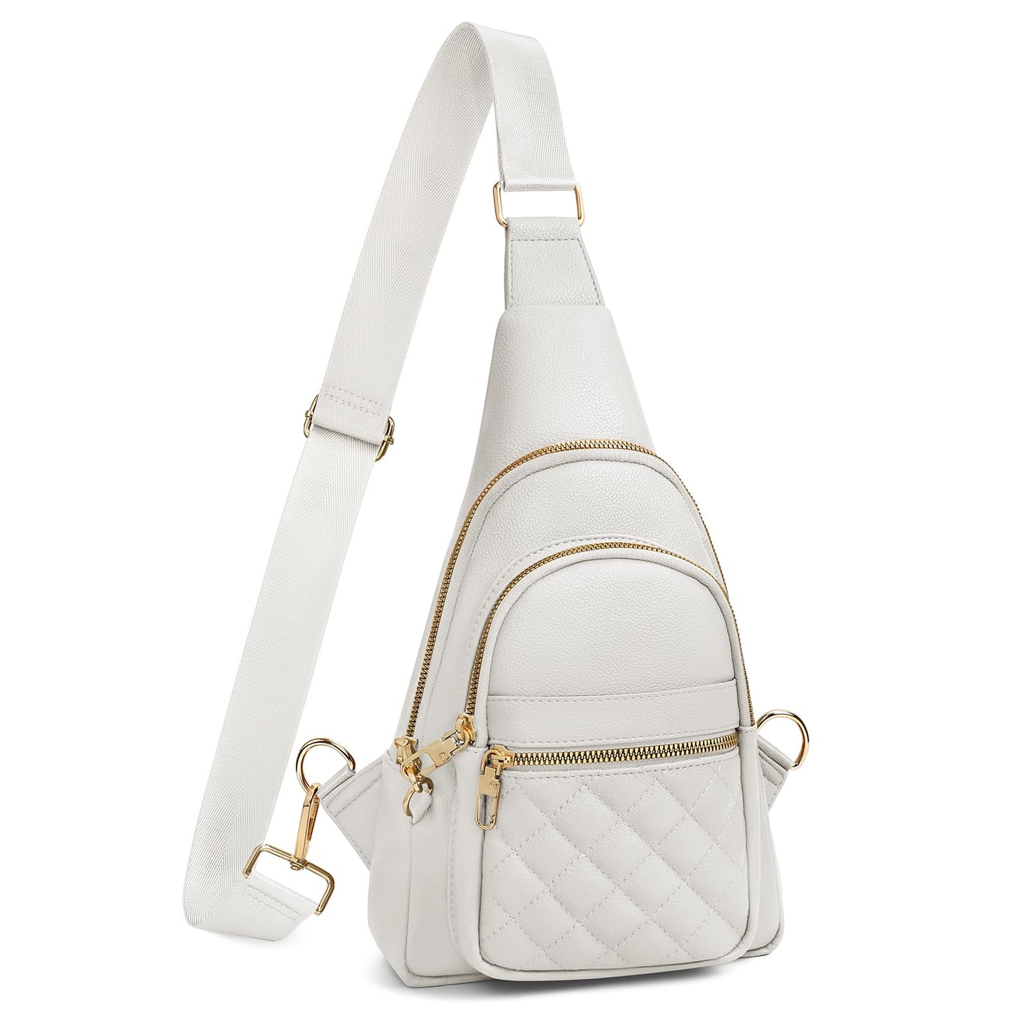 JASGOOD Women Anti-theft Crossbody Sling Bag, Leather Chest Bag Sling Backpack for Fashion Travel,White