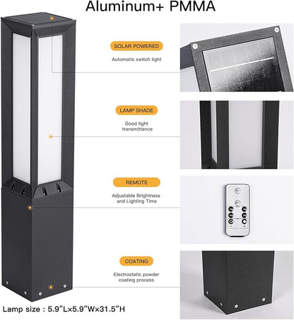 Solar Pathway Light, 31.5" Landscape Path Lights Outdoor Waterproof, Aluminum Driveway Lamp Solar Powered, Dusk to Dawn Walkway Lantern 3000K LED Bollard Lighting for Patio Lawn Garden Sidewalk