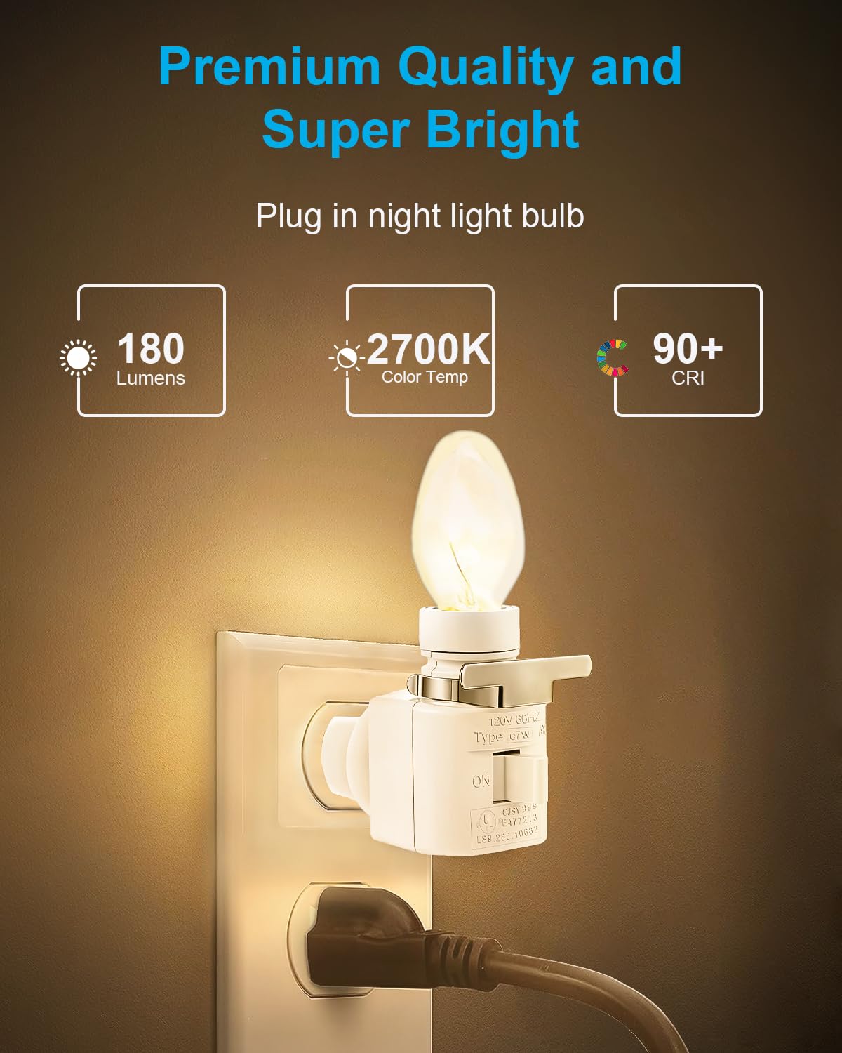 Night Light Bulb Warm White Replacement Bulbs - E12 Light Bulbs - 7Watt Incandescent Light Bulbs - 15 Packs, Warm White Glow - Dimmable (Night Light Bulbs 7 Watt)