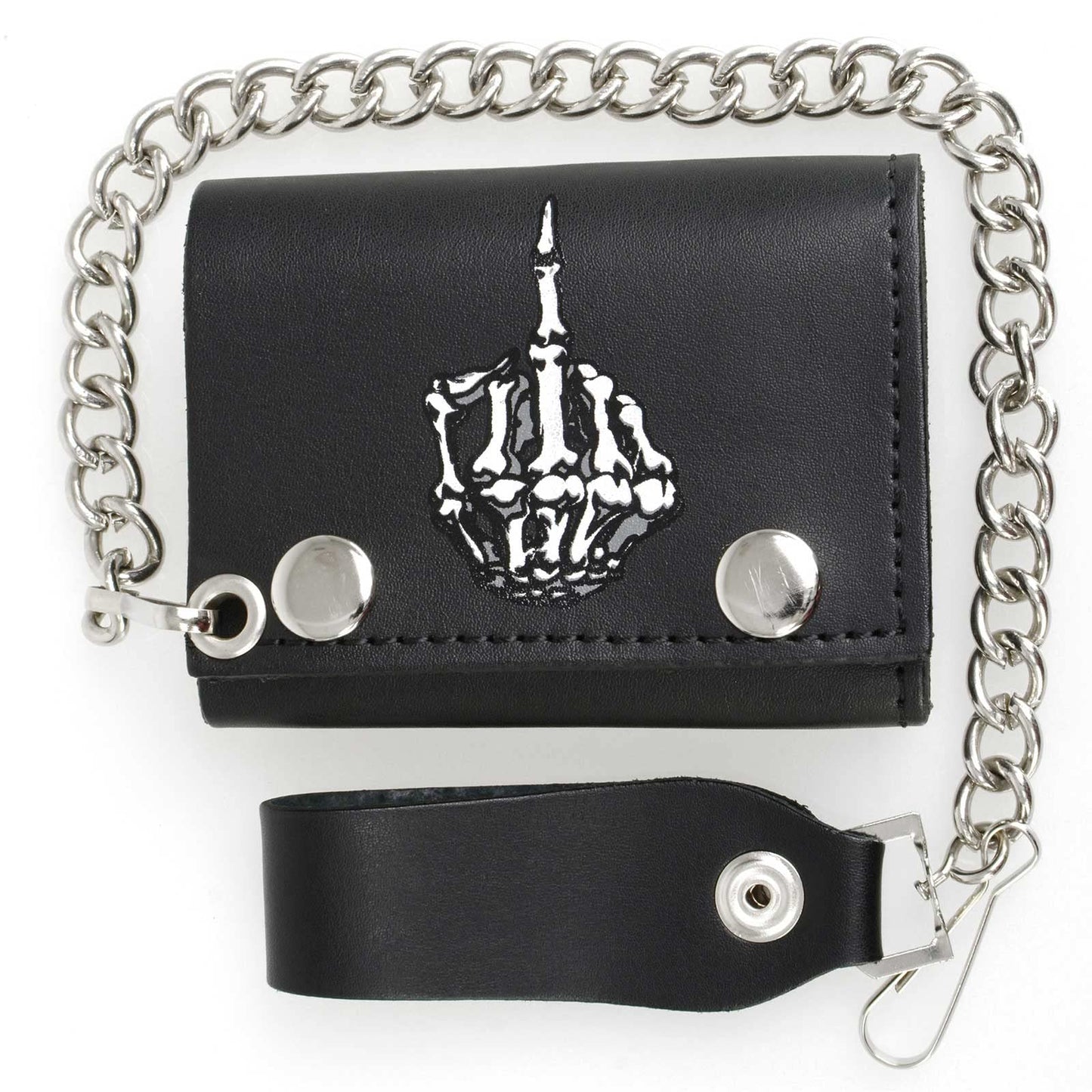 Milwaukee Leather Men's Genuine Leather Tri-Fold Biker Wallet w/Anti-Theft Stainless Steel Chain - 4 Inch