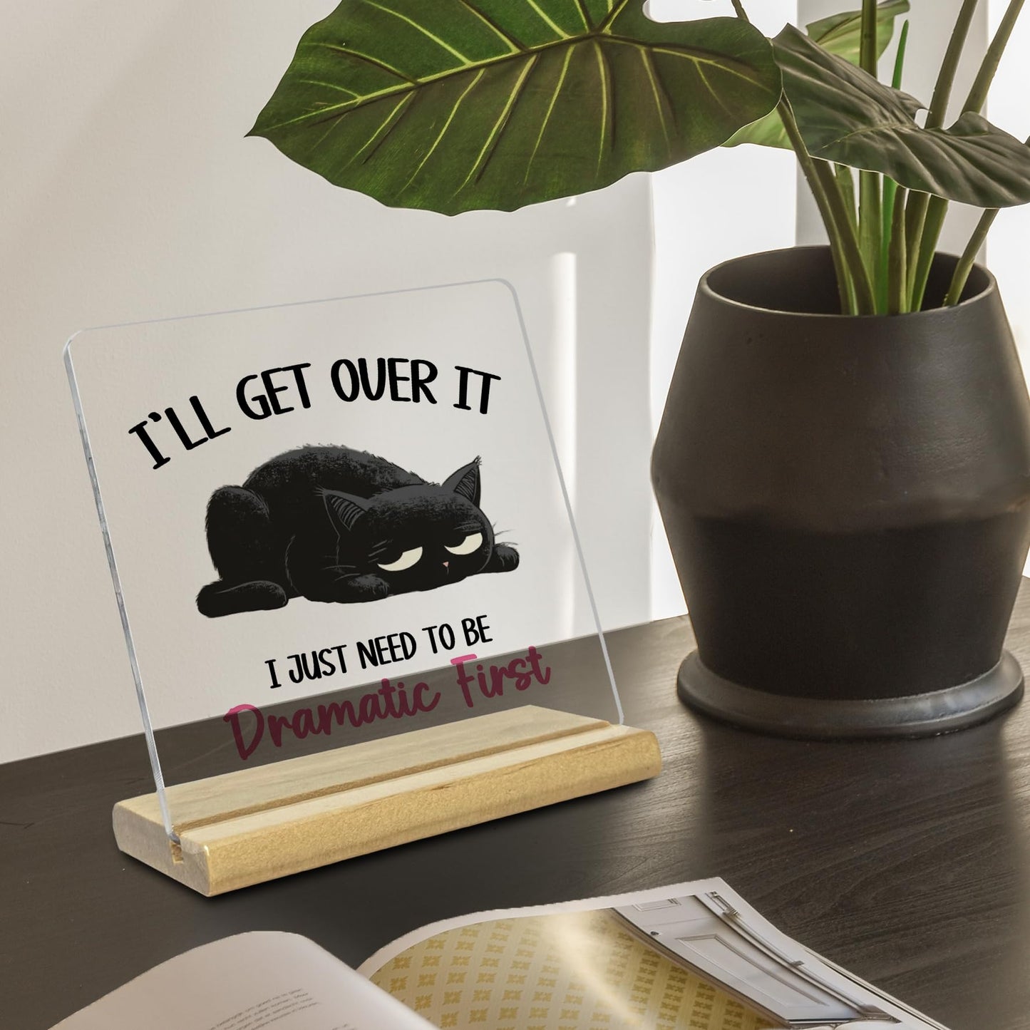 Cat Gifts for Cat Lovers,I'll Get Over It I Just Need to Be Dramatic First,Funny Cat Office Decor for Women Friends Coworke