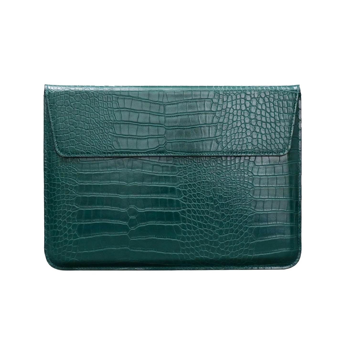 Lunivop Laptop Envelope Pouch for MacBook 13-14-inch (M1/M2) 2016-2022 MacBook Neo 13" Pro 14" Air 13 inch (M2/M3/M4/M5) 2022-2026 Crocodile Grain PU Leather with Stand Laptop Sleeve Case (Green)