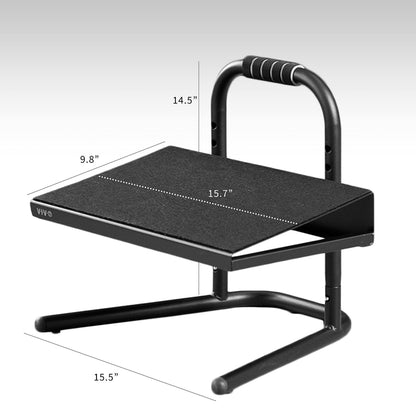 VIVO Ergonomic Height Adjustable Foot Rest Relief Platform, Elevated Stool for Comfortable Sit to Stand Workstation, Non-Slip Surface, Portable, Home Office Classroom Use, Black, STAND-FT01