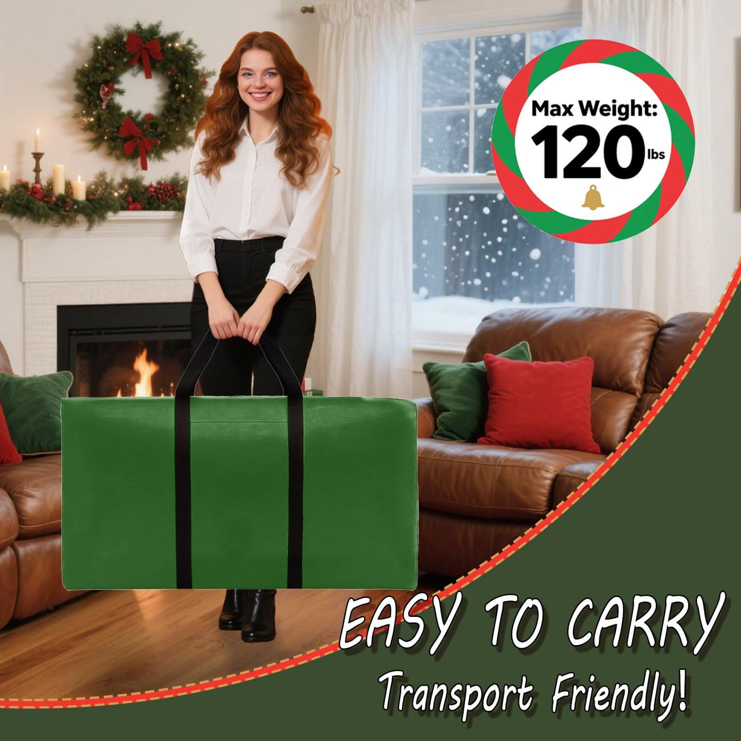 Small Christmas Tree Storage Bag 3FT/4FT/5FT Christmas Tree Bag for Detachable Christmas Tree Heavy Duty 600D Oxford Waterproof Dusty-Proof with 2 Reinforced Handle,Large Zipper Opening (GREEN)