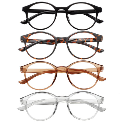 Przene 4 Pack Blue Light Blocking Glasses for Women Men,Retro Round Computer Gaming Glasses Anti Eye Strain/UV/Glare (Standard, Mixed Color-C3)