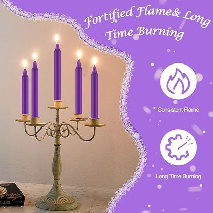 Tobeape Spell Chime Candles 24 pcs Purple Candles, 4" Tall Unscented Mini Taper Candle Christmas Advent Candle for Witchcraft, Wiccan Altar, Magic Tools, Rituals, Prayer, Meditation, Party Decoration