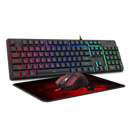 Redragon S107 Gaming Keyboard and Mouse, RGB Gaming Keyboard and 3200 DPI Mouse Combo with Large Mouse Pad, 25-Key Anti-Ghosting, Mechanical Feeling Keyboard, Plug & Play to PC, Laptop
