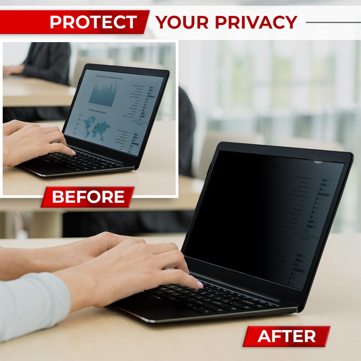 SightPro 15.6 Inch 16:9 Laptop Privacy Screen Filter - Computer Monitor Privacy Shield and Anti-Glare Protector