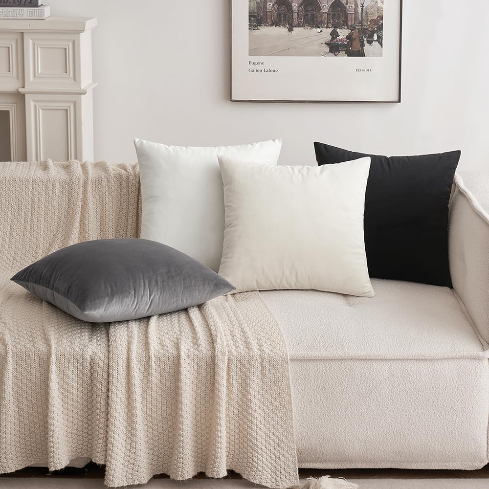 MIULEE Velvet Pillow Cover Soft Luxury Decorative Throw Pillow Cover Eruo Sham Single Rectangle Cushion Case for Couch Sofa Bedroom Car Decor,24x24 Inch Black