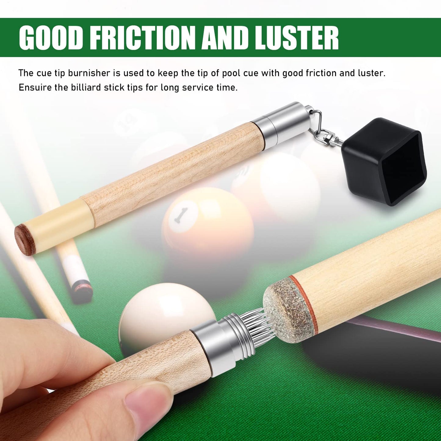 TOBWOLF Chalk Holder for Billiards, 2 in 1 Pool Cue Chalk Holder, Portable Wooden Pool Snooker Chalk Holder, Billiard Cue Tip Pricker, Non-Slip Billiard Cue Tip Tool Pool Table Accessory