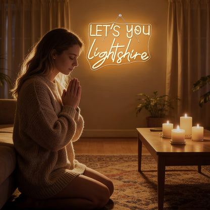 Let's You Light Shine Neon Lights in Bedroom Warm White Christian Neon Sign for Wall Decor Bible Verse Wall Art Religious Gifts for Lords Prayer Decor Jesus Gift to Women