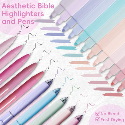 XKDOUS Bible Study Supplies Journaling Kit for Women, Bible Study Kit Journaling Supplies Includes Prayer Journal, Highlighters, Emergency Card, Pencil Case and More, Christian Gifts for Women, Pink
