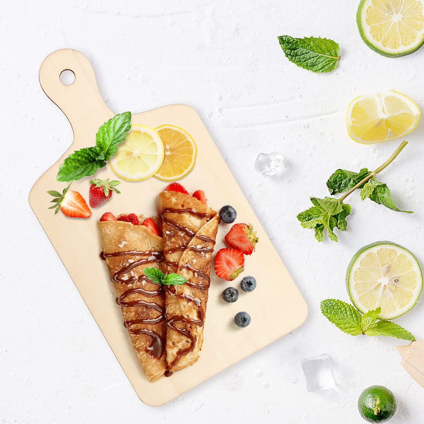 Vmiapxo 16 Pcs Unfinished Wooden Cutting Boards with Handle, 11.8" x 6.3"