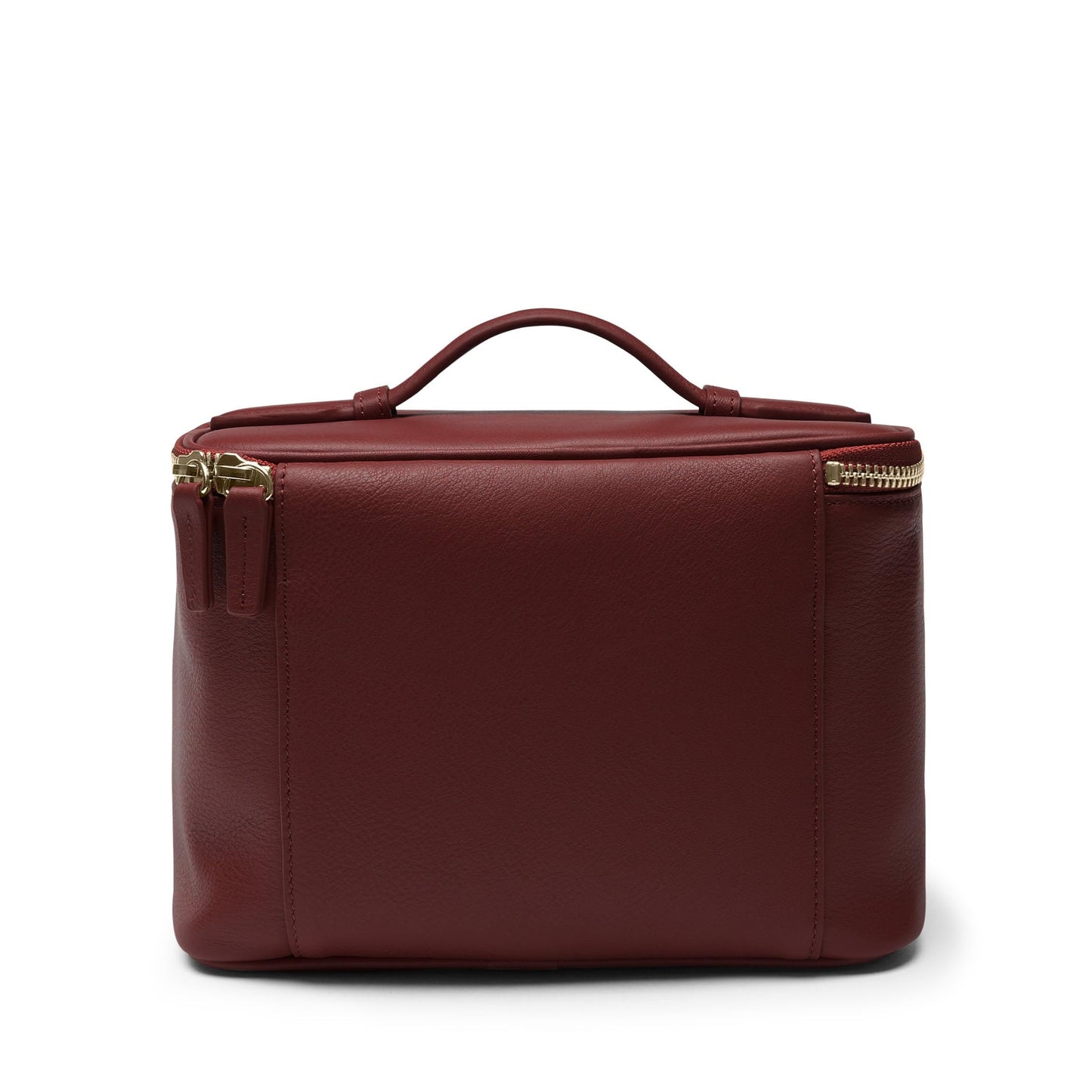 Leatherology Bordeaux Small Train Case – Full-Grain Leather Travel Cosmetic Bag with Water-Resistant Lining, Zippered & Open Pockets, Compact Beauty Organizer