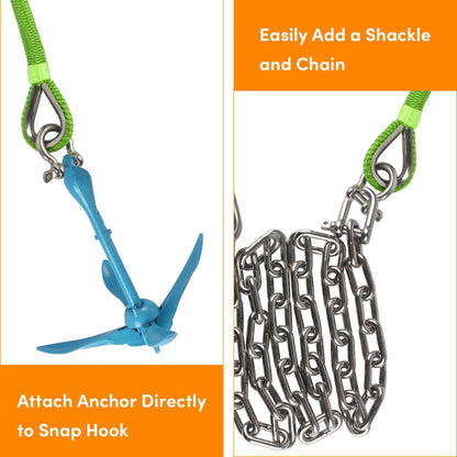 Anchor Rope 100 ft X 1/2 inch, Double Braided Anchor Line, Boat Rope with Stainless Steel Thimble and Shackle for Boating, Anchoring, Mooring, Pulling (Green)