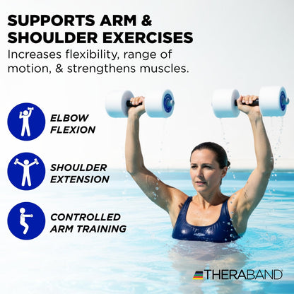 THERABAND Water Weights, Aquatic Dumbbells for Pool Fitness, Pair, Blue Heavy Resistance Level, for Pool Exercise and Water Aerobics for Adults, Foam Pool Weights for Therapy and Fitness Workouts