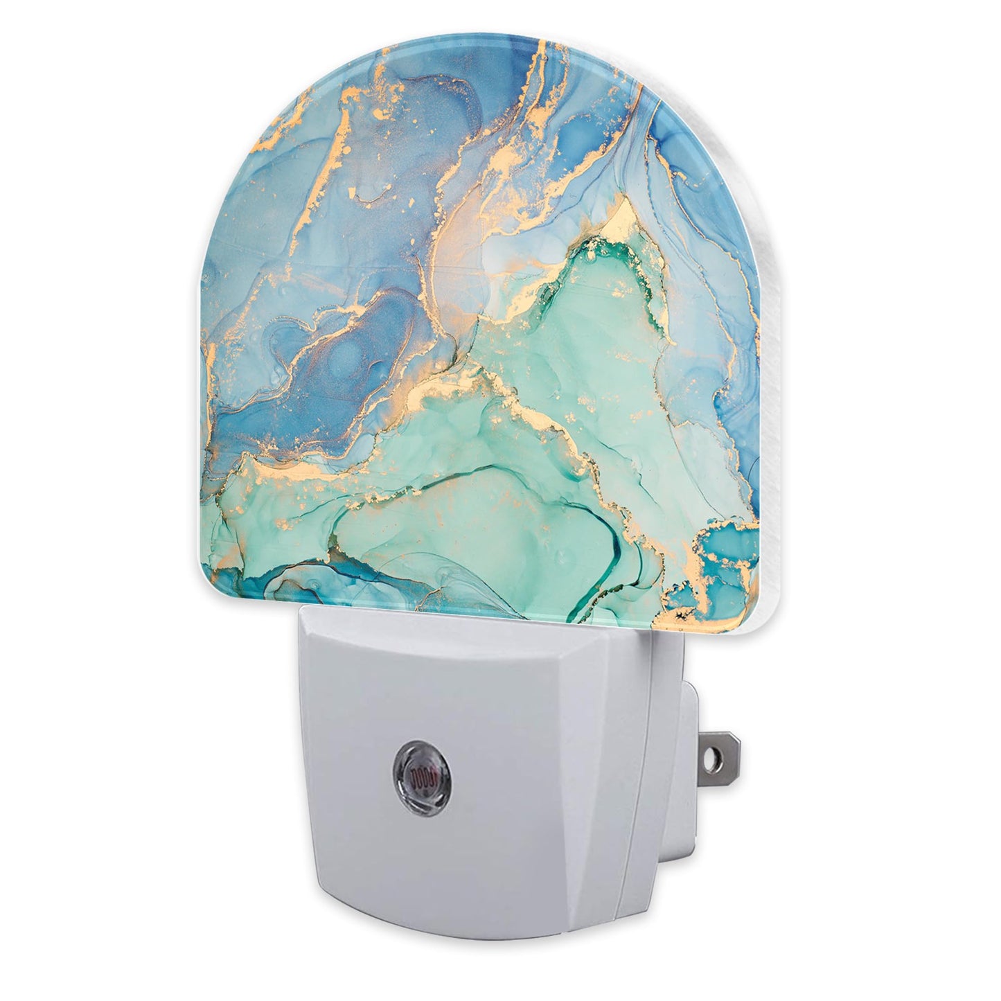 sndheke Teal Blue Marble Night Light Plug into Wall, Gold Luxury Marble Dusk to Dawn Night Light,0.5w Energy Saving Sleep Friendly Nightlights for Kids Boys Girls Home Decor